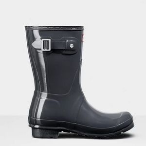 NEW Hunter Original Short Gloss Rain Boots Grey 11